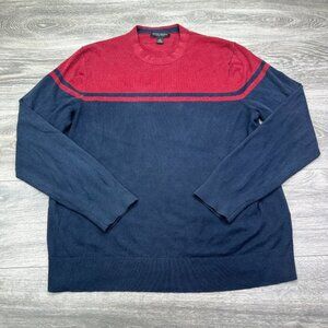Banana Republic Luxury Blend Sweater Men's Large Red Blue Color Block Silk Blend